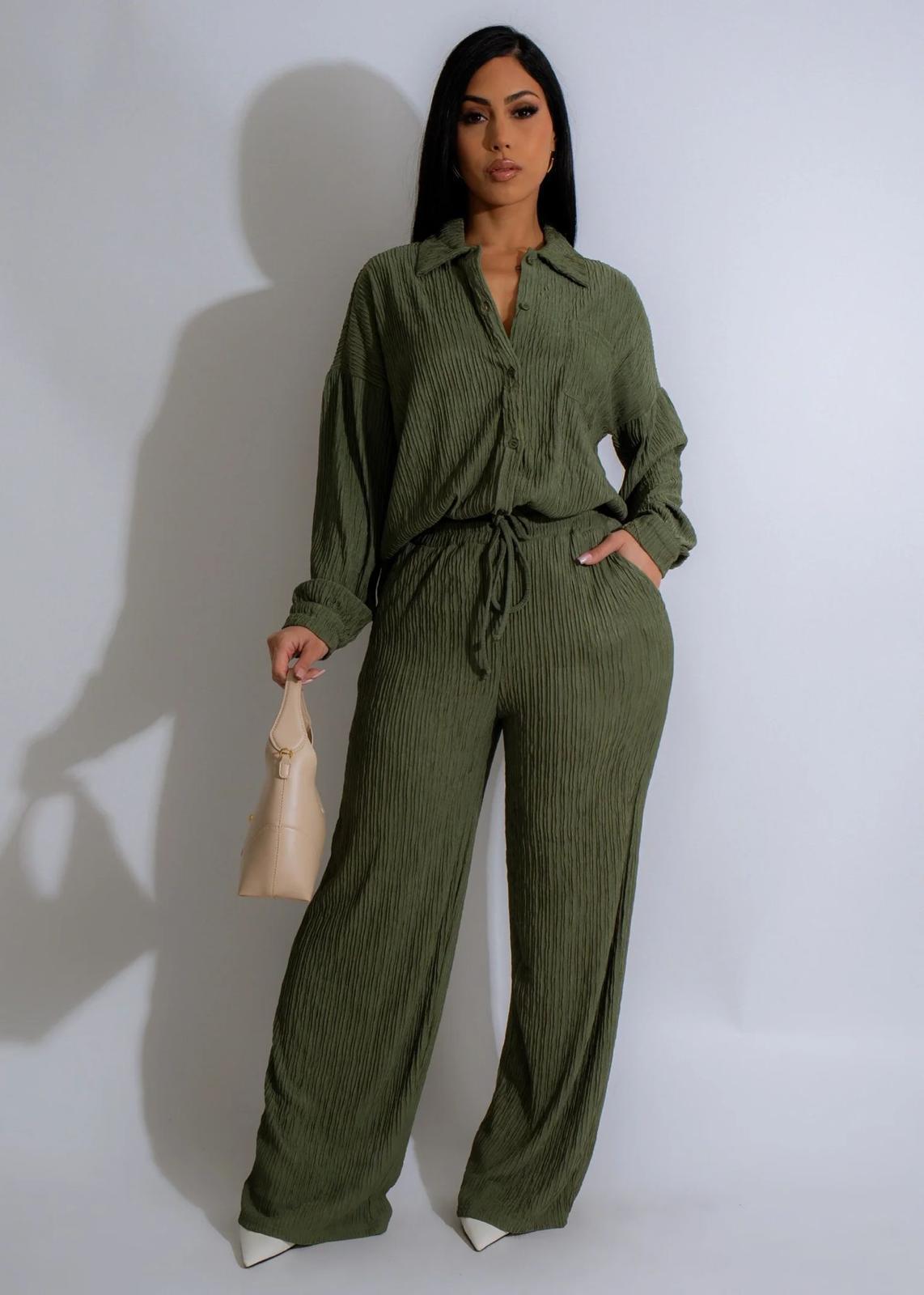 Olive Green Two-Piece Set