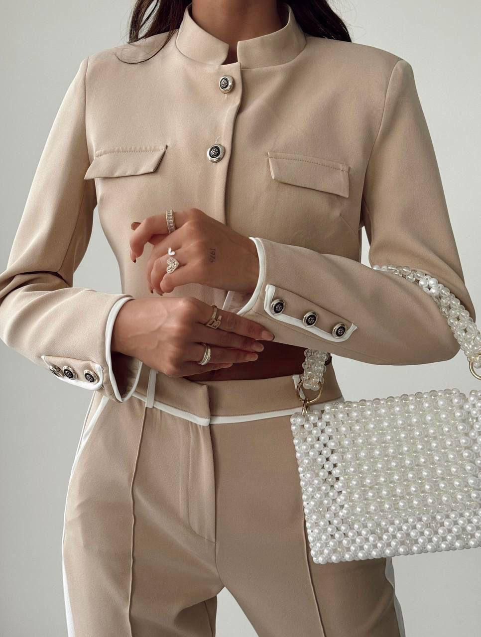 Beige Two-Piece Suit Set