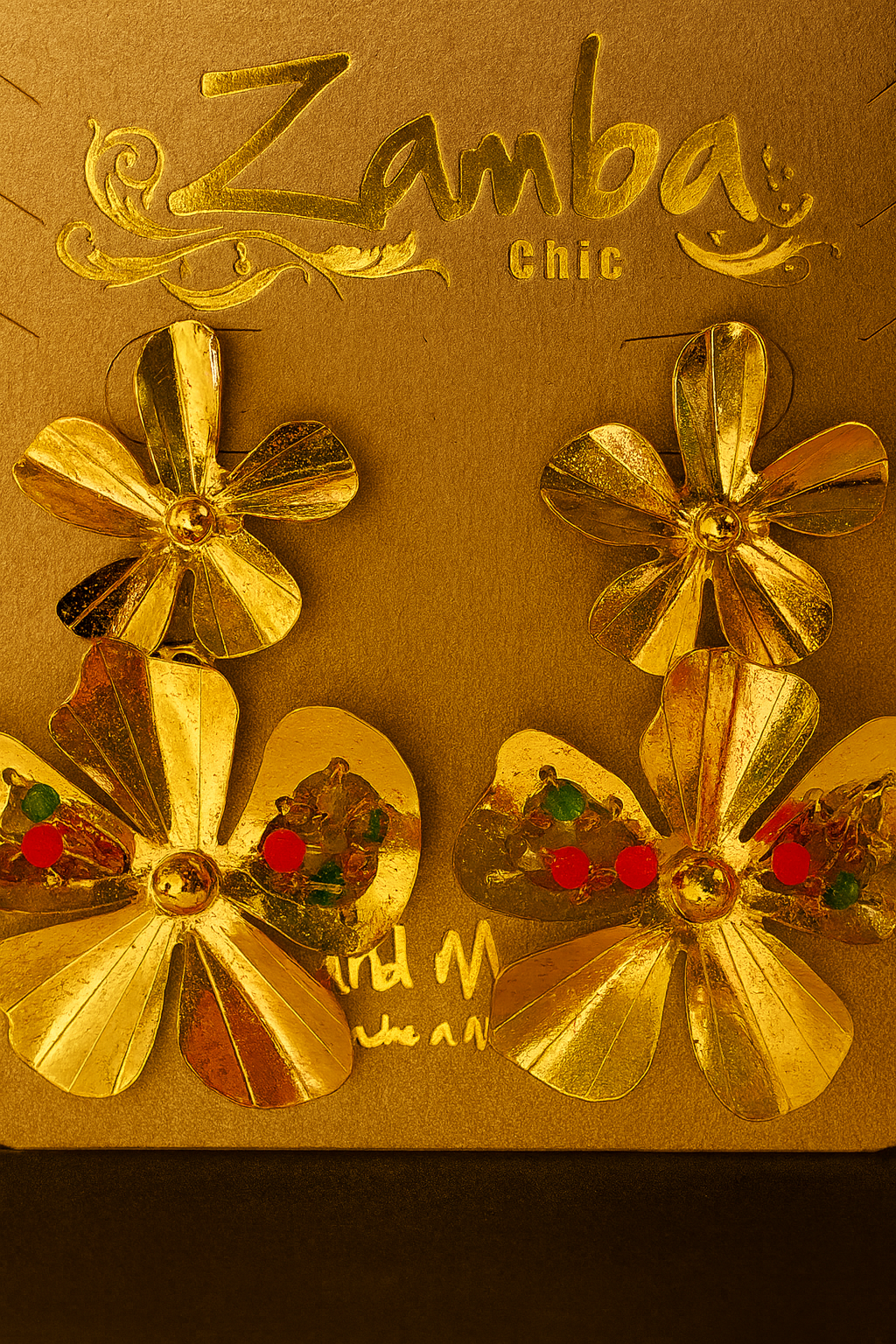Golden Floral Statement Earrings