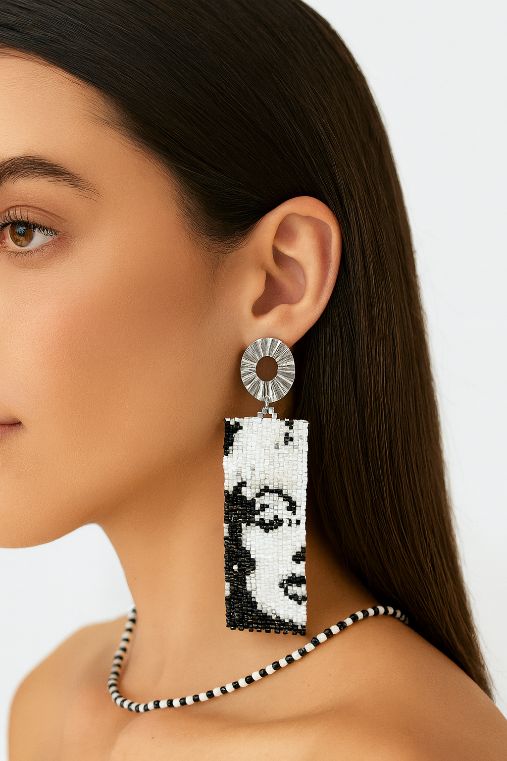Handcrafted Beaded Portrait Earrings