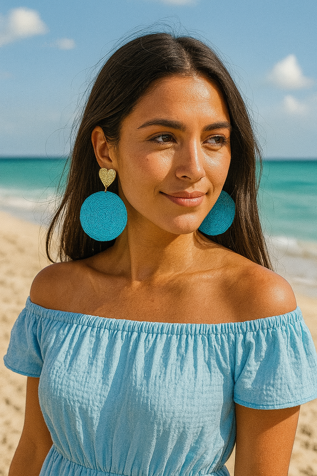 Blue Statement Circle Earrings
