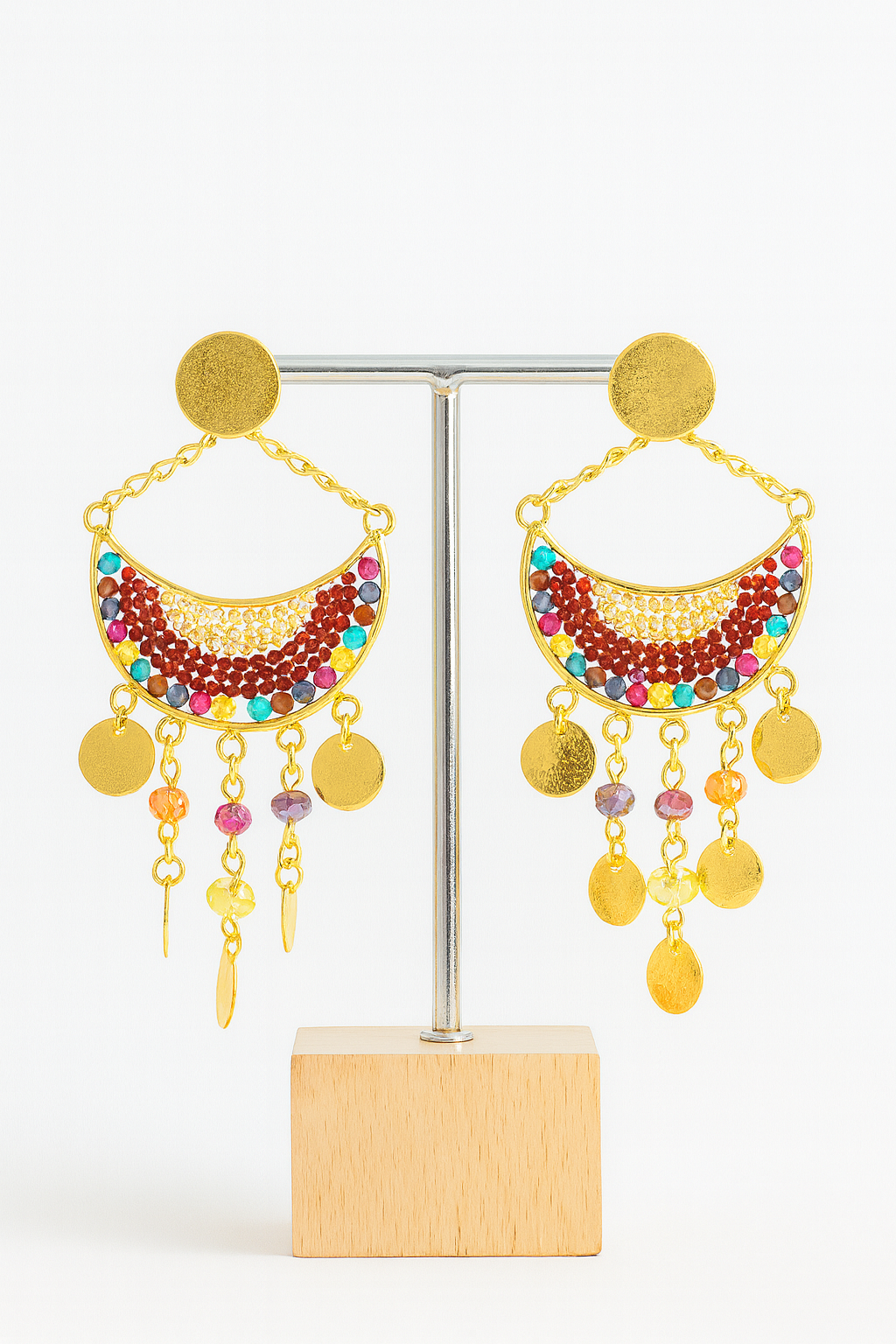 Bohemian Gold-Plated Dangle Earrings 24K gold plated bronze