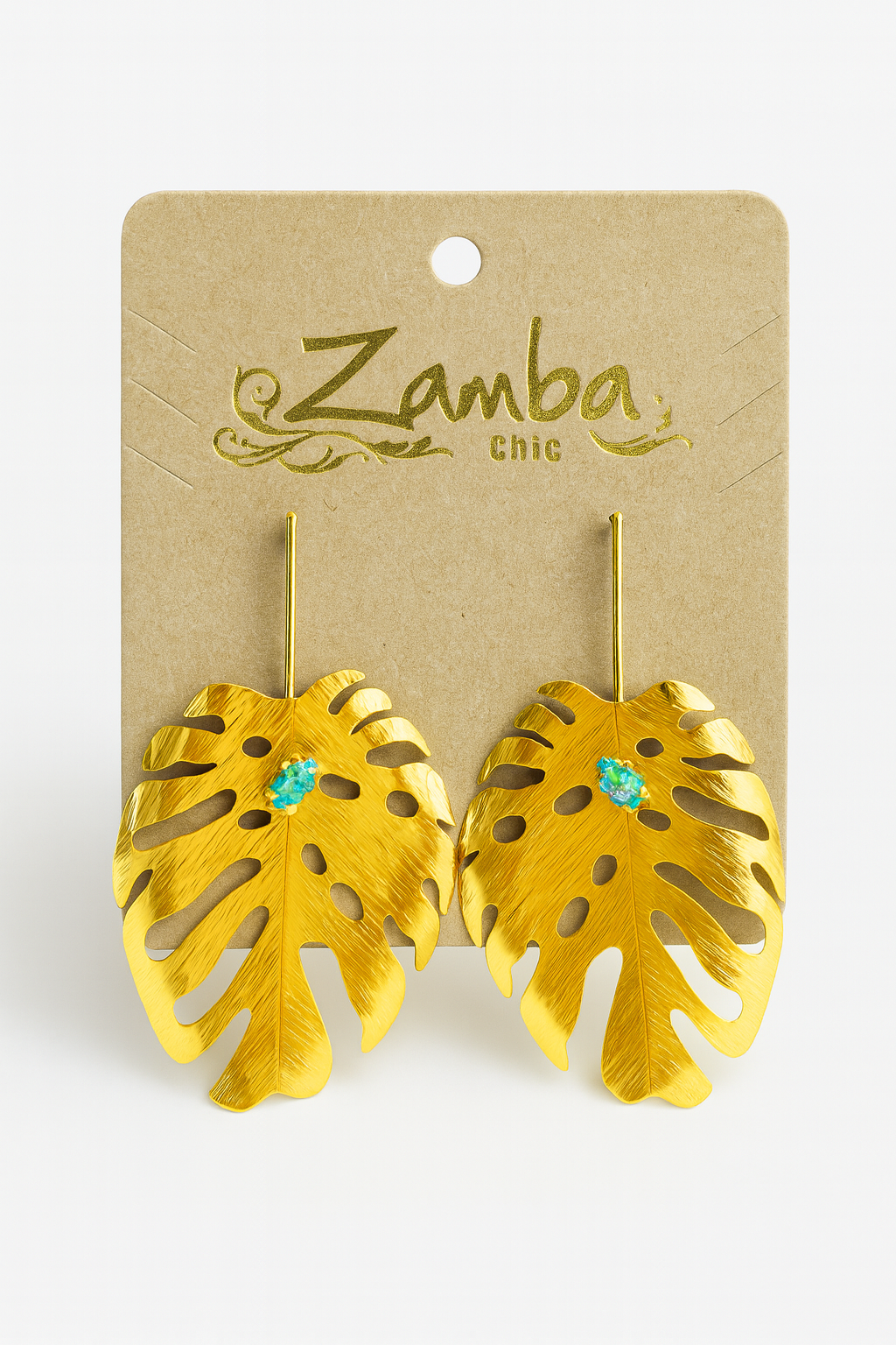 Gold Monstera Leaf Earrings