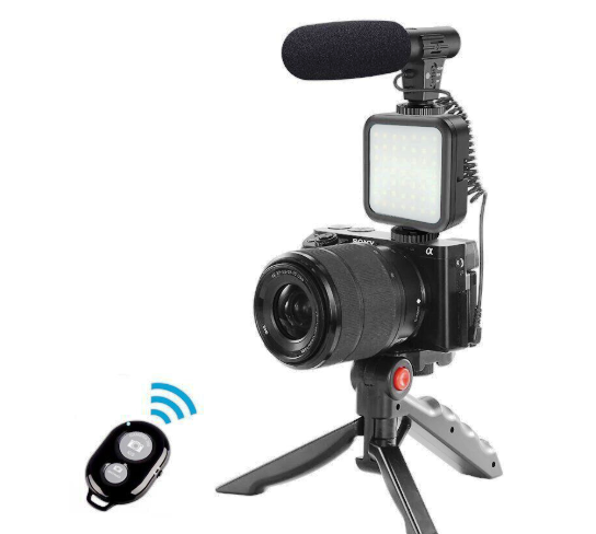 Professional Vlogging Kit With Tripod LED Video Light And Phone Holder