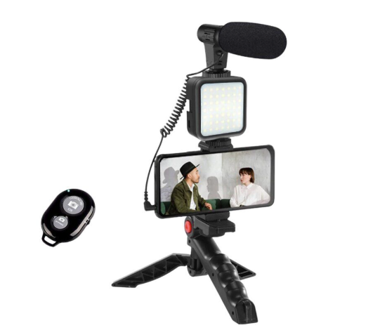 Professional Vlogging Kit With Tripod LED Video Light And Phone Holder