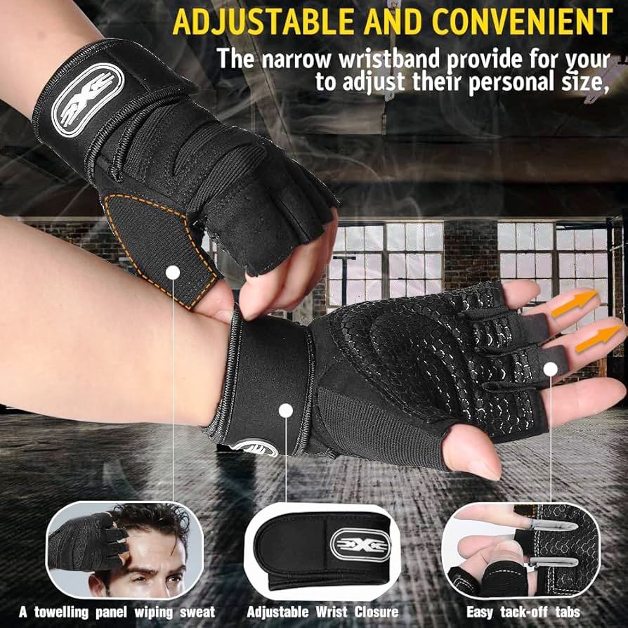 EASYTAO Gym Gloves with Wrist Guards Non-Slip Breathable Design