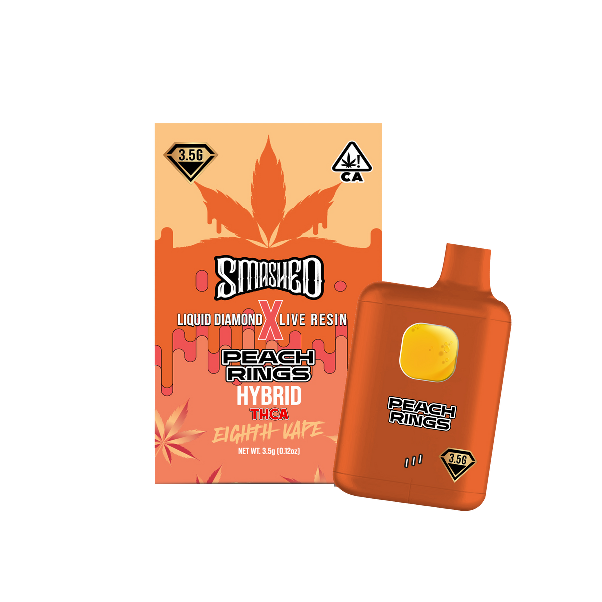 Smashed - Disposable 8th Vape Pen - 3.5 Grams - Peach Rings