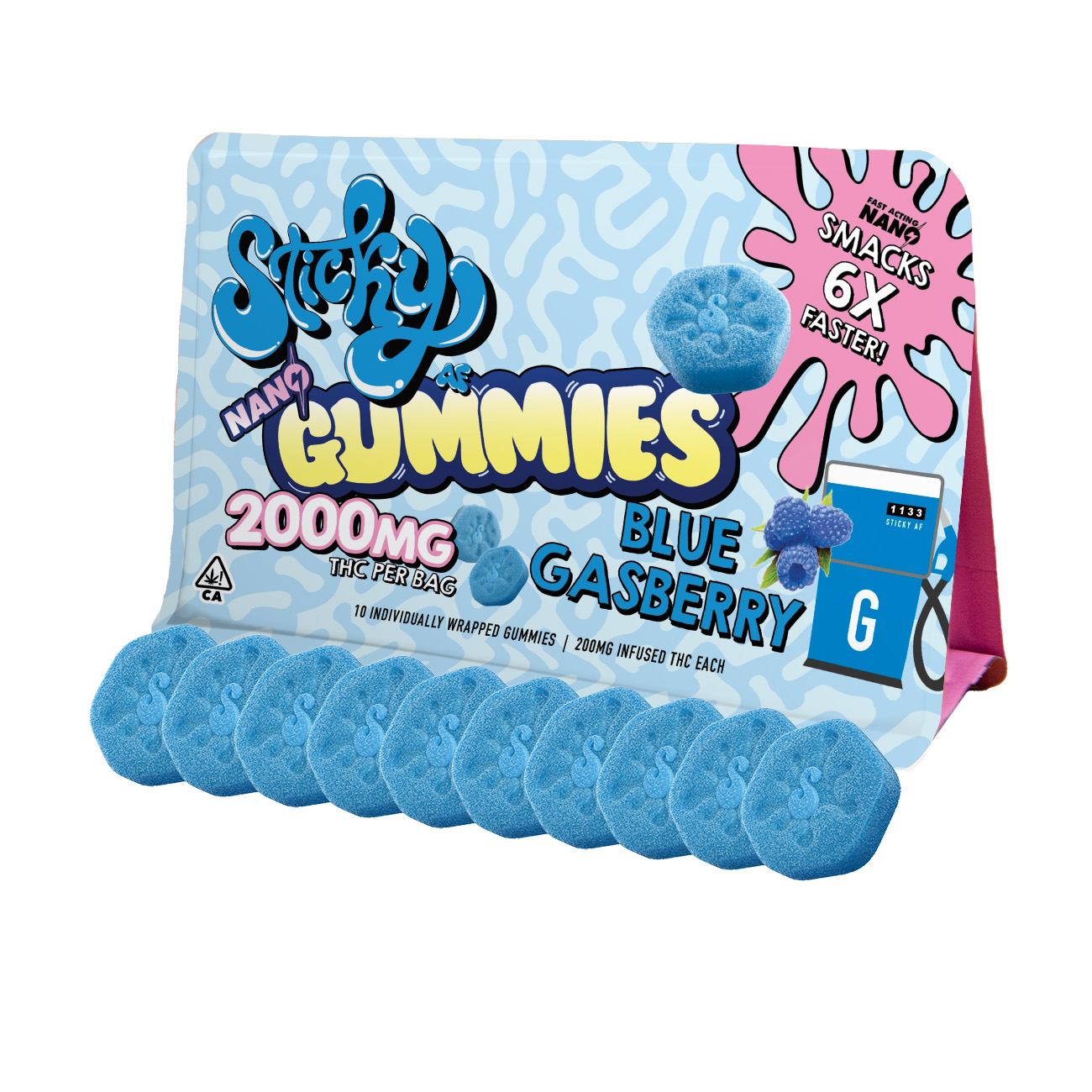 StickyAF - Nano Gummies - 2000mg - Blue Gasberry