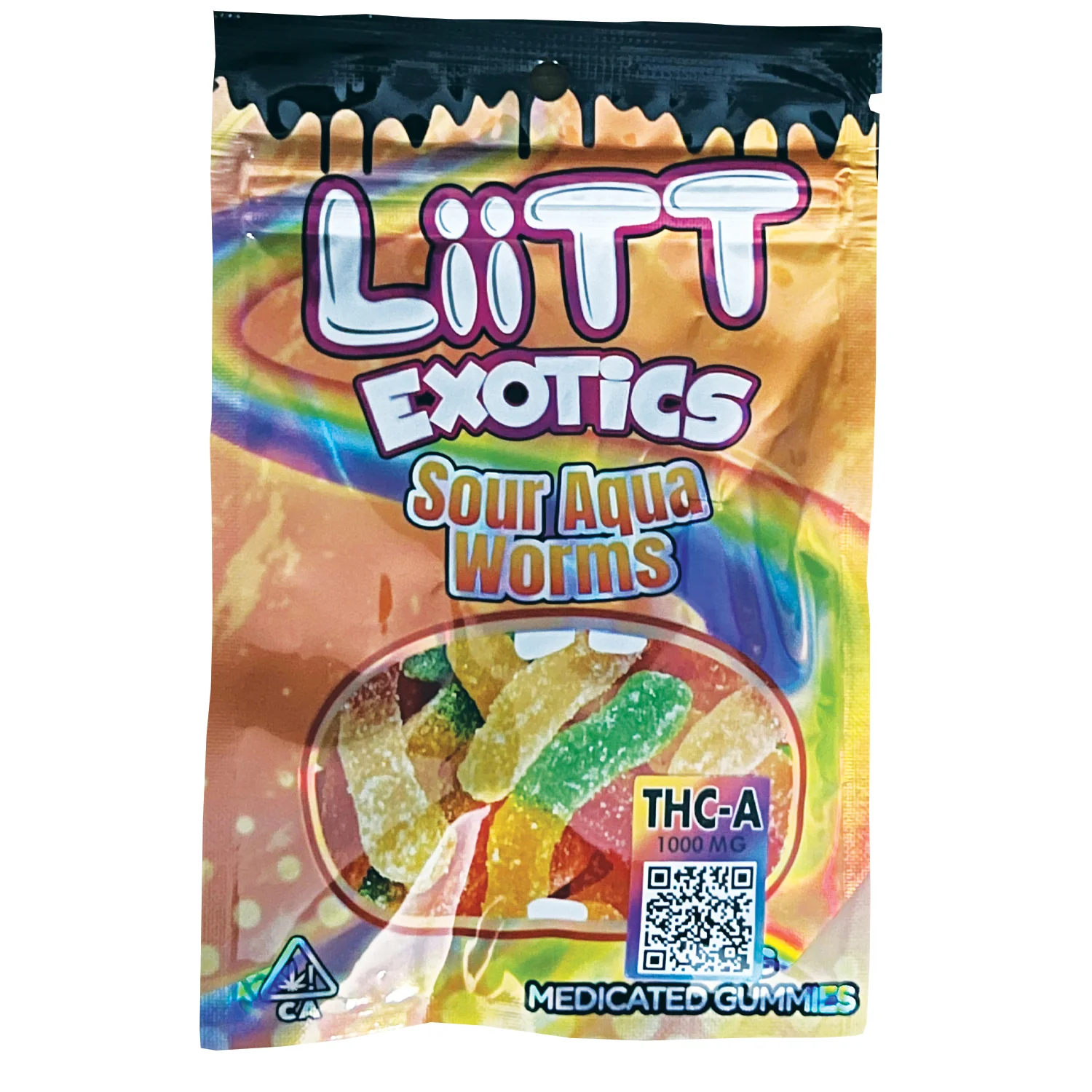 LiiTT Exotics - Medicated Gummies - 1000mg - Sour Aqua Worms