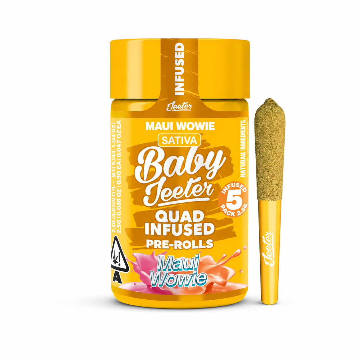Baby Jeeter - Maui Wowie Quad Infused Rosin 5 x 0.5g Joints 2.5g - Sativa