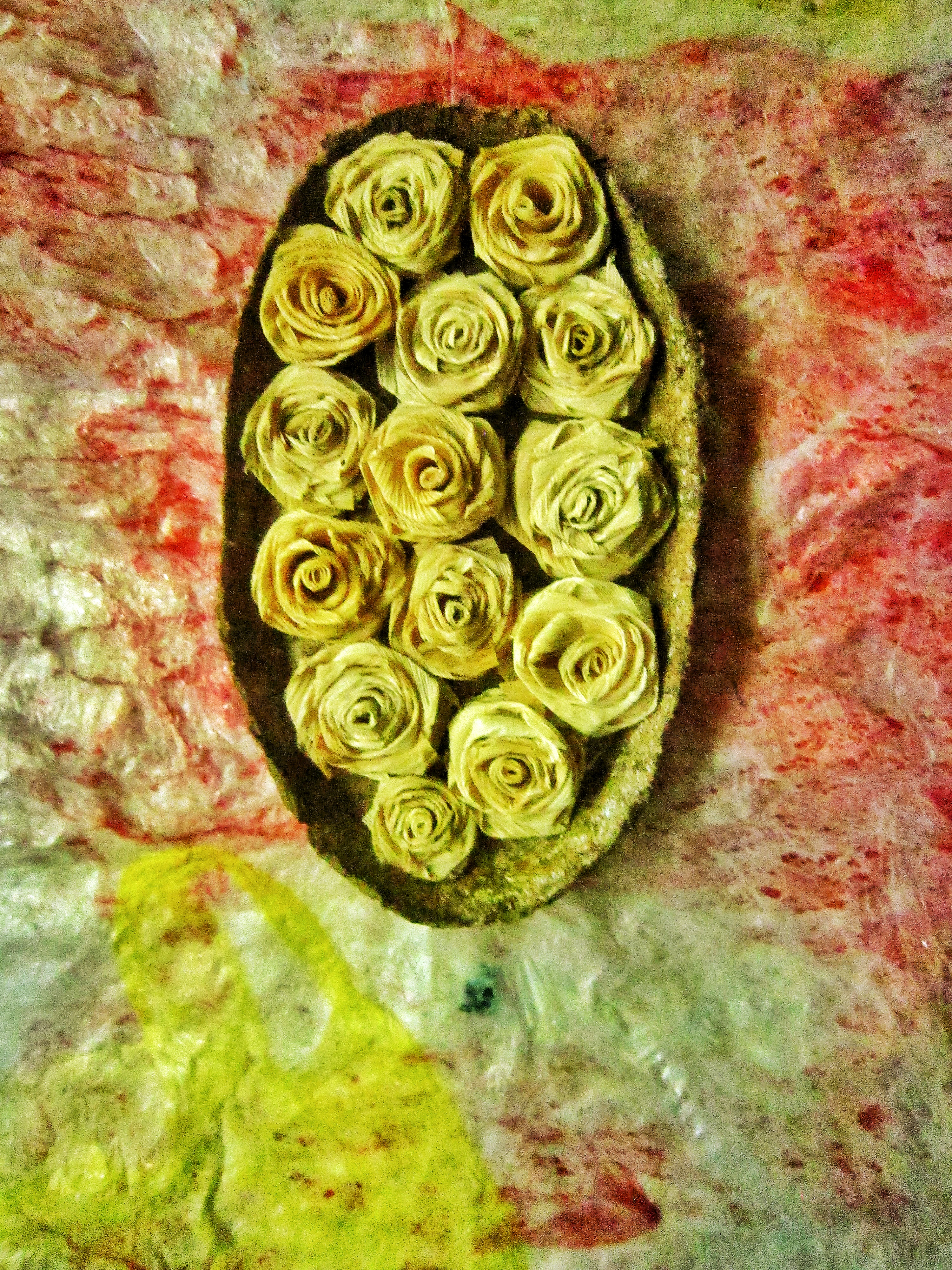 Rose oval frame,Corn husk rose frame,Autumn oval decor,Sustainable rose oval frame,Mini oval blossom,Mini blossom home decor,Sustainable blossom 