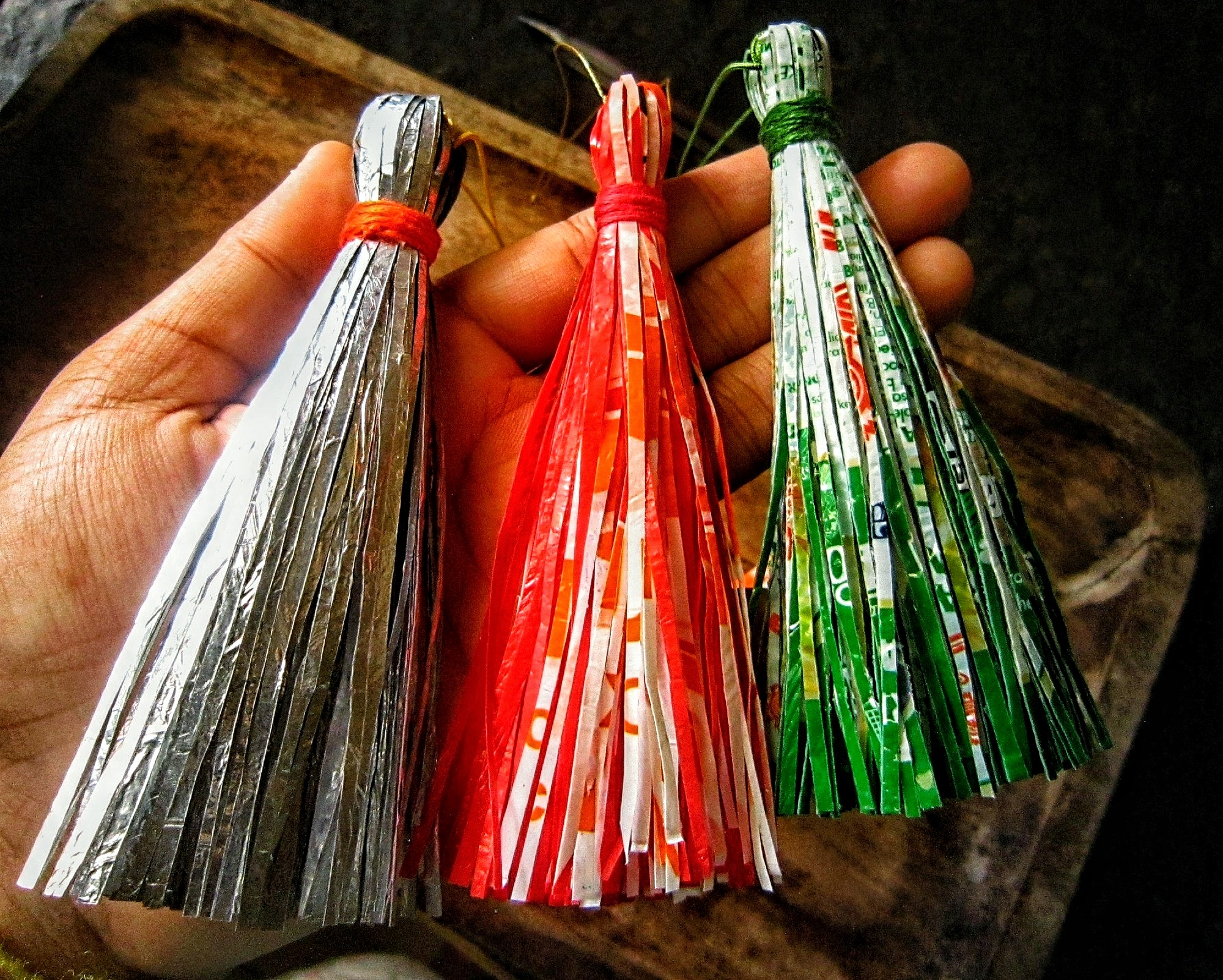 Recycled plastic tassels,Summer color tassel,Plastic ornament,Eco friendly tassel,Tassel decorates,Women colorful recycled,Bright ornaments
