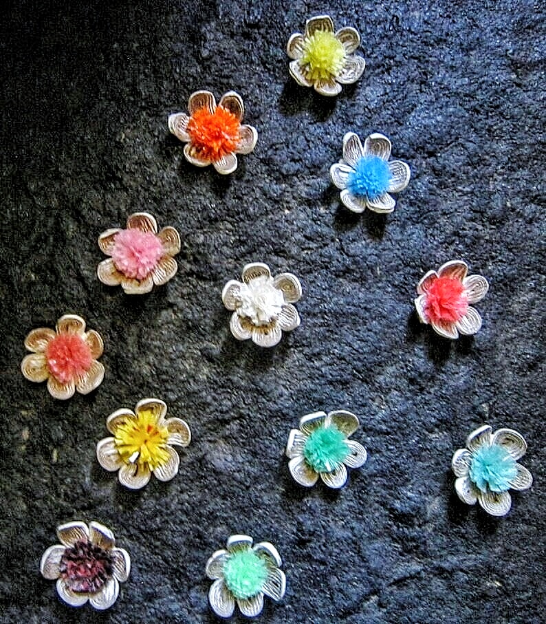 Recycled paper flower,Mini quilling flower,Colorful mini floral,Zero waste flower,Mini flower,Floral ornament,Eco friendly colorful,One set