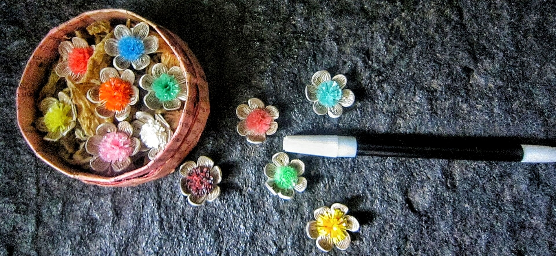 Recycled paper flower,Mini quilling flower,Colorful mini floral,Zero waste flower,Mini flower,Floral ornament,Eco friendly colorful,One set