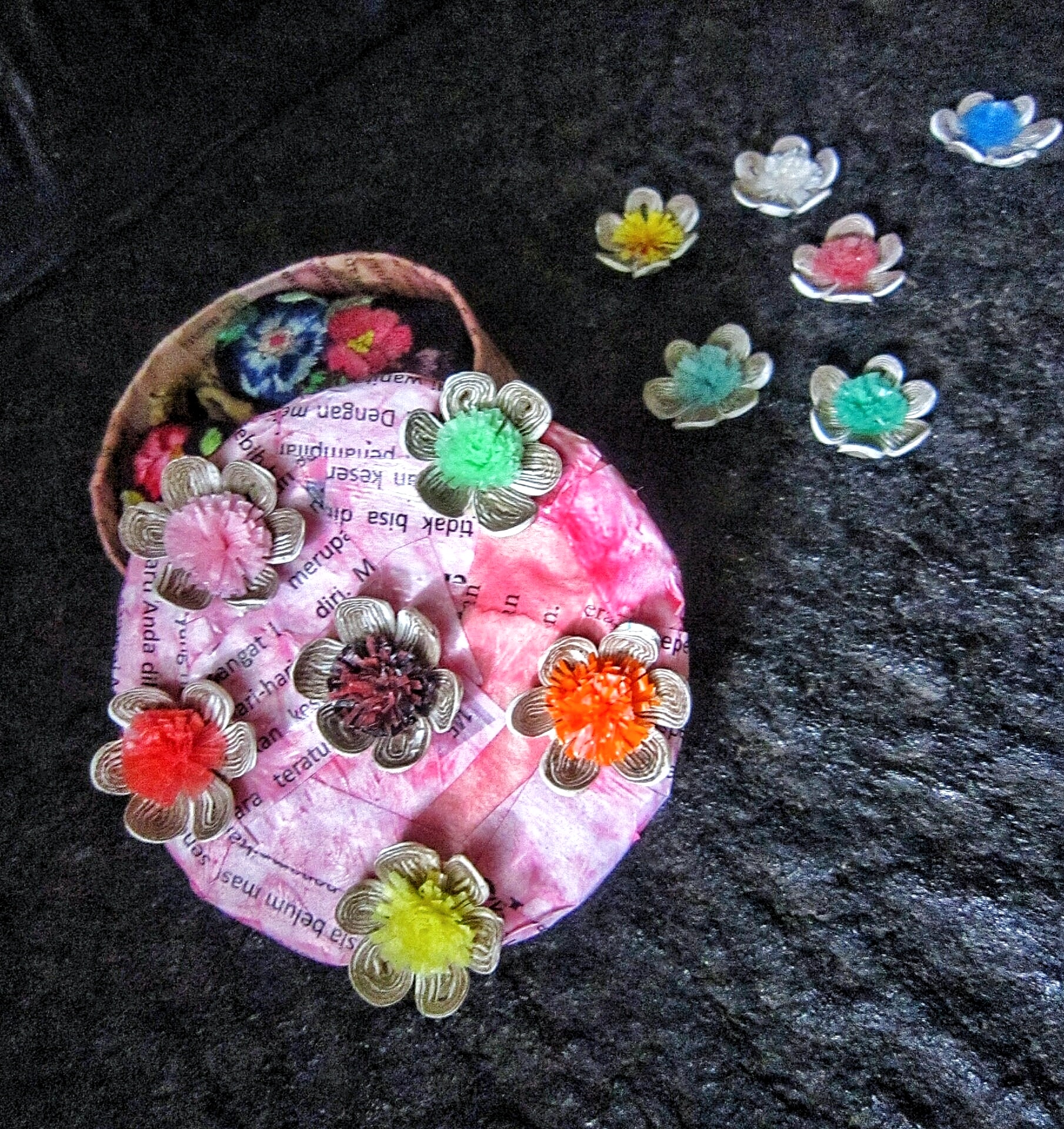 Recycled paper flower,Mini quilling flower,Colorful mini floral,Zero waste flower,Mini flower,Floral ornament,Eco friendly colorful,One set