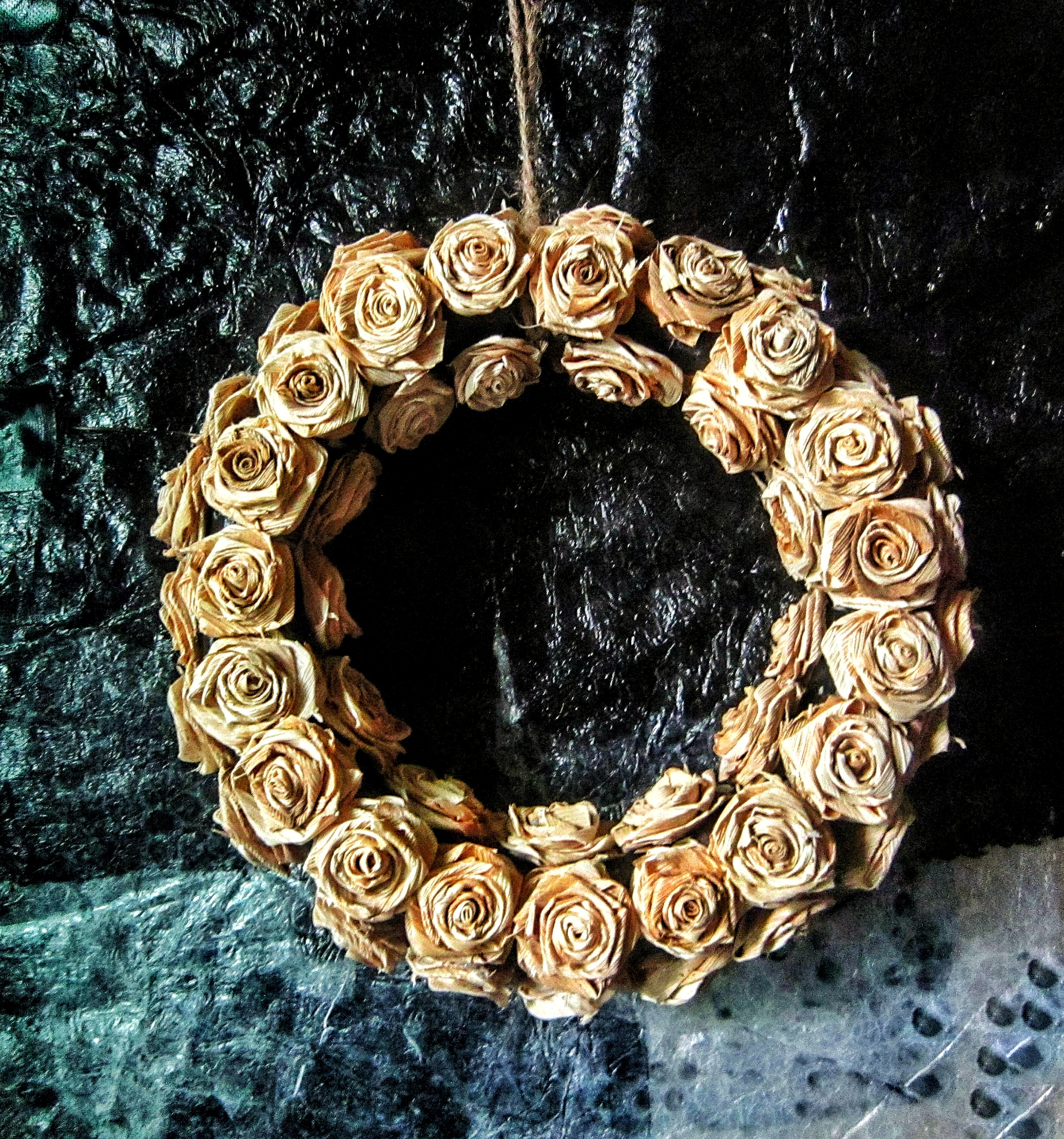 Corn husk wreath,Rose corn husk,Roses bridal,Corn husk flower,Corn husk decor,Eco christmas