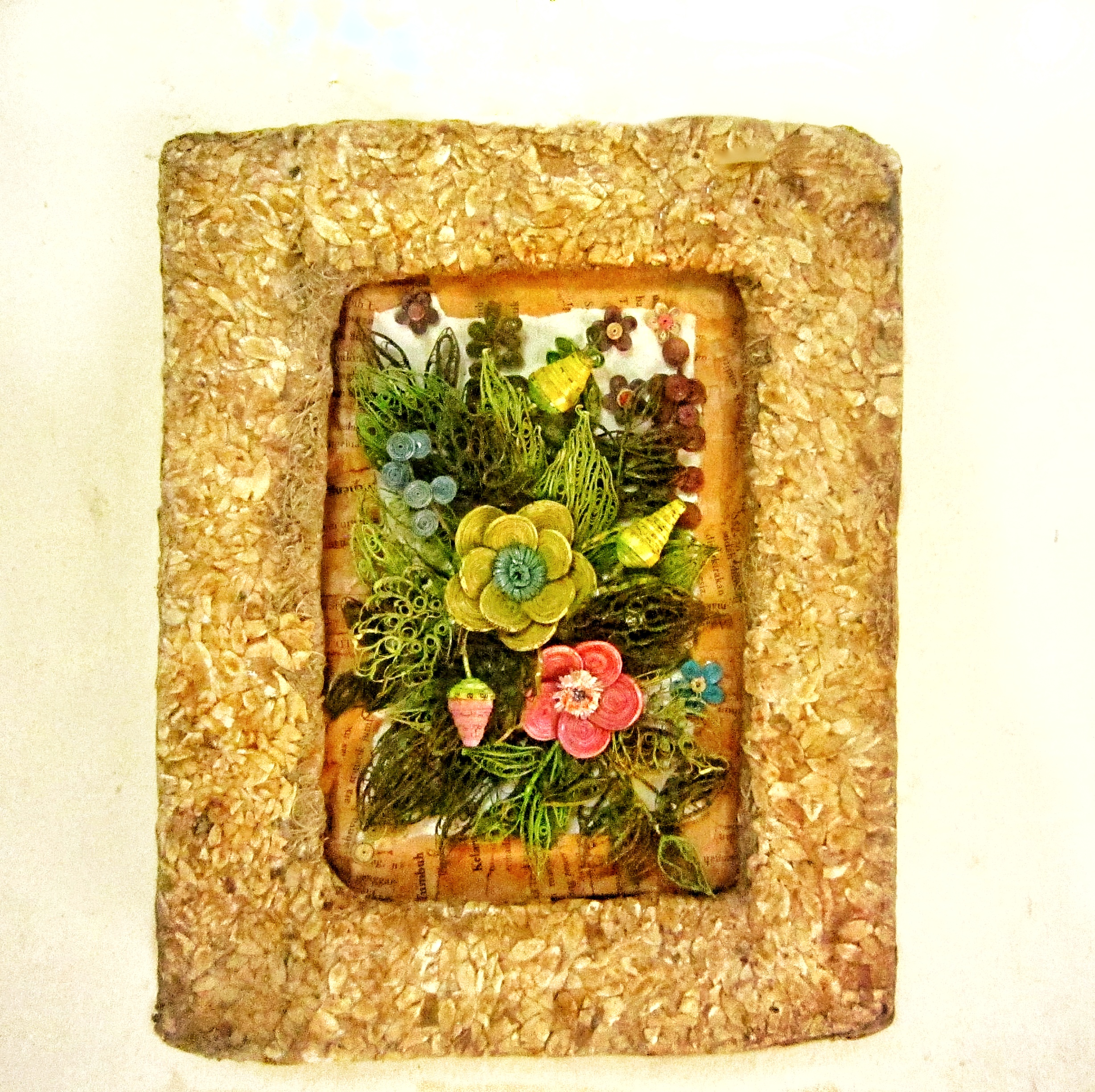Pumpkin seed frame,Quilling frame,Vegetarian gift,Natural frame,Seed decor,Planet friendly decor,Unique nature.Wasted natural,waste decor