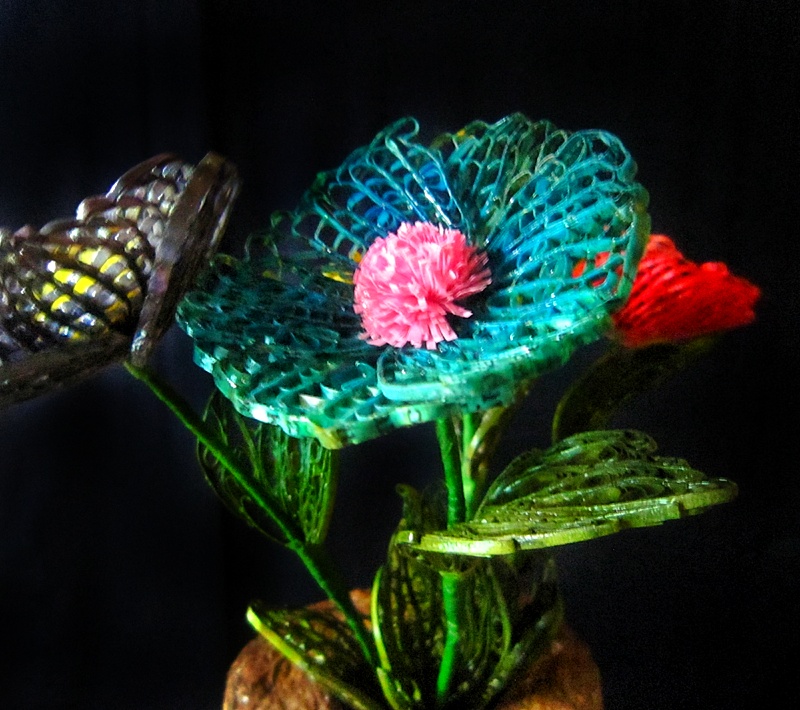 Poppy and vases,Recycle paper poppies,Poppy decoration,Recycle flower vases,Poppy ornament,Cheerful poppy,Recycle vase,Quilling decor,Eco