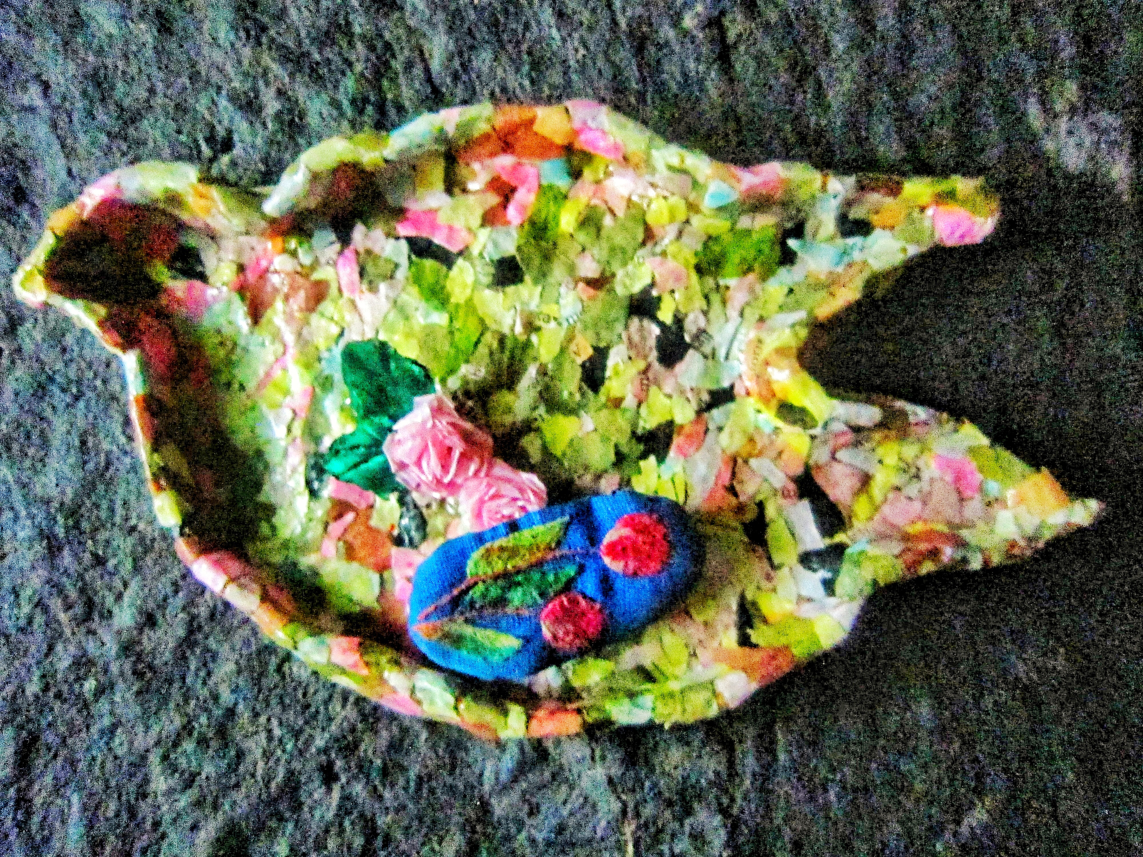 Recycled paper plate bird,Decorative rainbow decor,Bird storage,Recycled bir,Eco friendly storage,