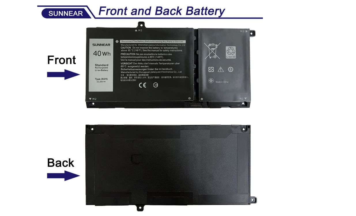 SUNNEAR JK6Y6 Laptop Battery Replacement