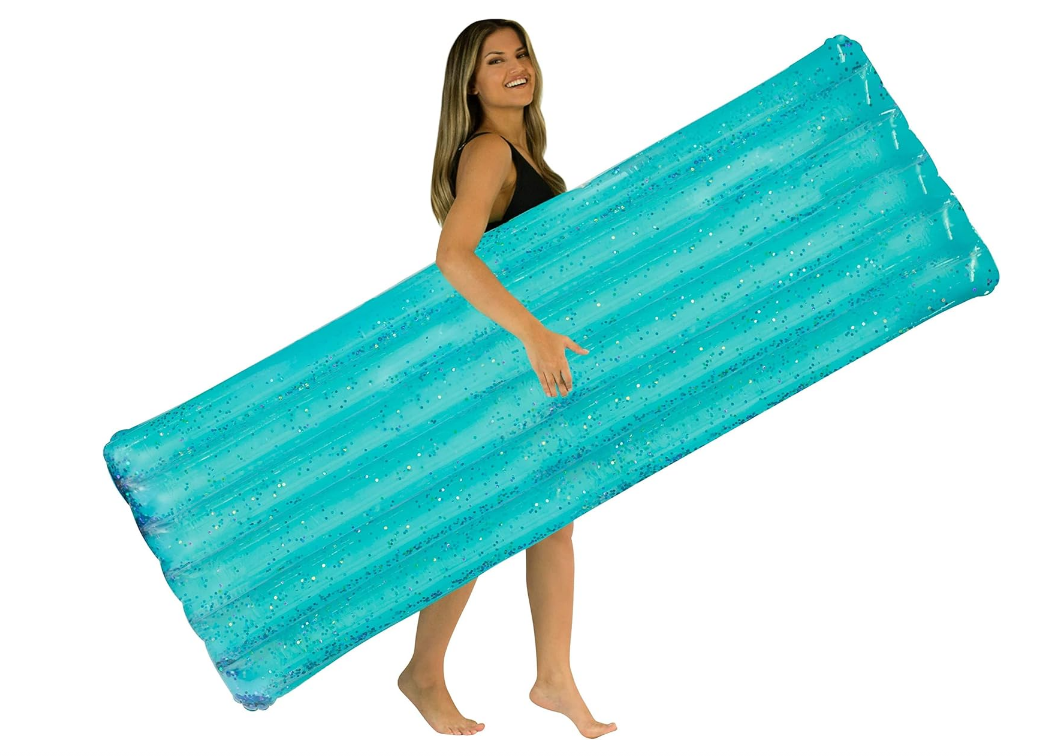 Pool Candy Inflatable Pool Raft Aqua Glitter Deluxe Extra Large