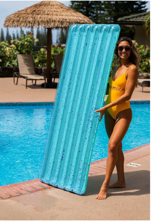 Pool Candy Inflatable Pool Raft Aqua Glitter Deluxe Extra Large