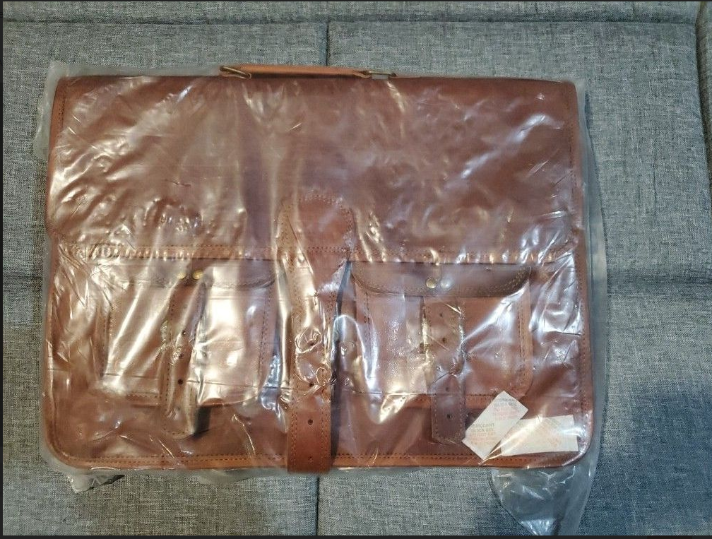 John Wayne Style Large Brown Leather Briefcase