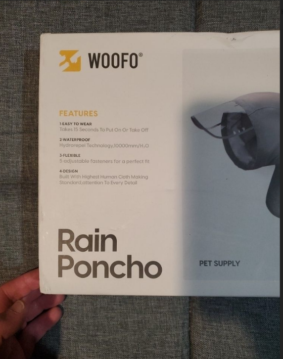 Slip-On Dog Rain Poncho, Quick & Easy to Wear Dog Raincoat 3XL Grey