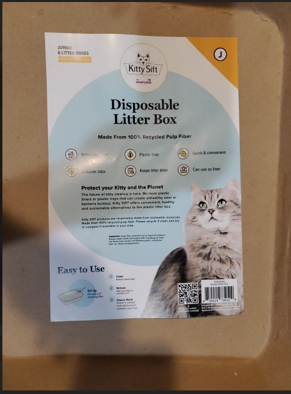 Kitty Sift 6-Pack Disposable Cat Litter Box, Sustainable, Clean - Jumbo, 6-Pack