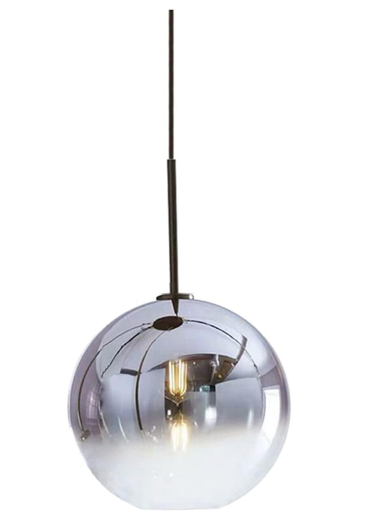 Hanging Light Chandelier, Gradient Color Glass Pendant Light, Silver, 20cm