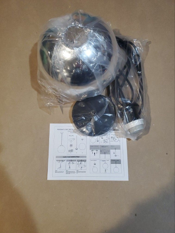 Hanging Light Chandelier, Gradient Color Glass Pendant Light, Silver, 20cm