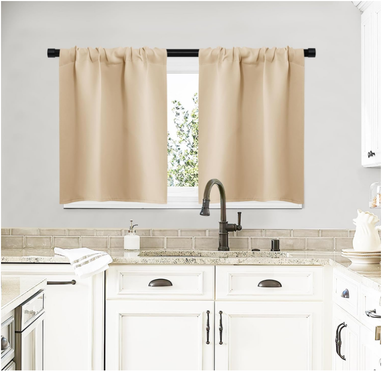 Nicetown Blackout Room Darkening Curtains, Biscotti Beige, Set Of 2, 29" Wide X 20" Long