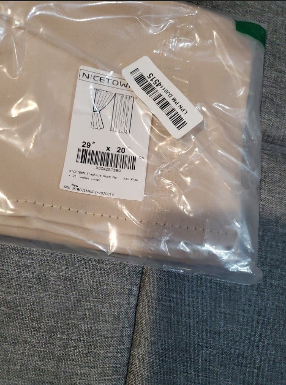 Nicetown Blackout Room Darkening Curtains, Biscotti Beige, Set Of 2, 29" Wide X 20" Long