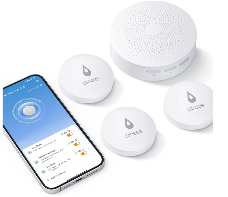 Winees WiFi Water Leak Detector 3 Pack Water Sensors With 100db Alarm
