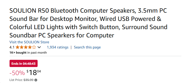 Bluetooth Speaker With 3.5mm Line Out, USB Powered, Colorful LED Lights