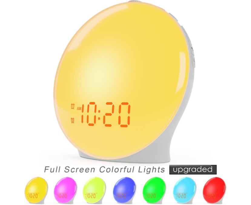 Wake Up Light Sunrise Alarm Clock For Kids w/ Sunrise Simulation Sleep Aid Dual Alarms FM Radio