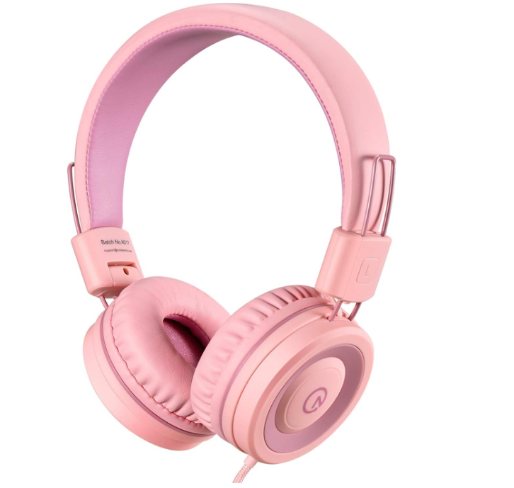 noot Products Pink Girls K11 Headphones, Wired With Tangle Free 5ft Cord