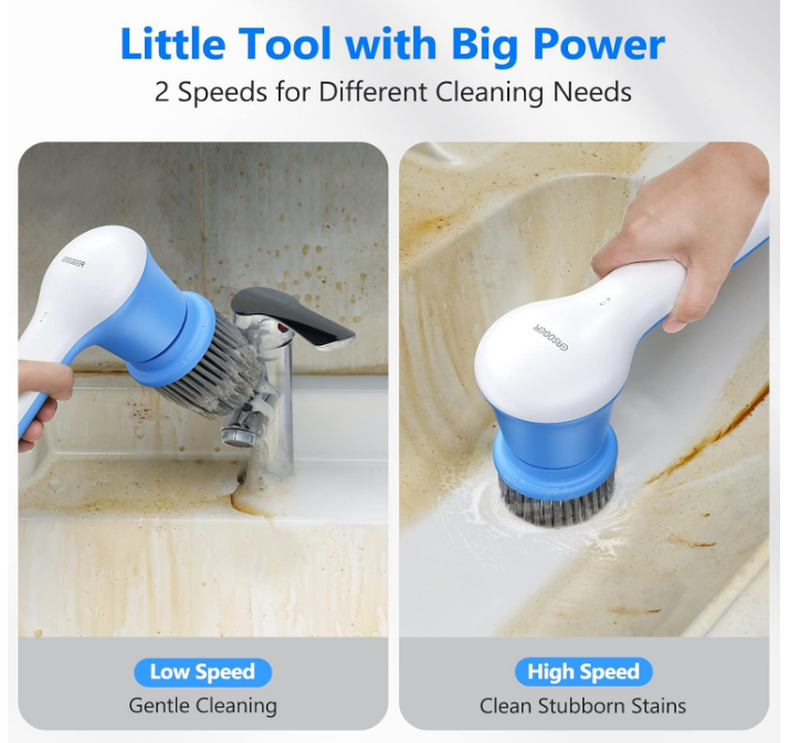 Electric Spin Scrubber, Dual Speed Handheld, Cordless Bathroom Scrubber