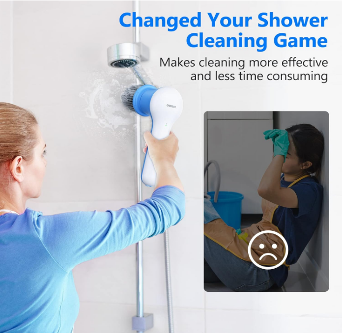 Electric Spin Scrubber, Dual Speed Handheld, Cordless Bathroom Scrubber