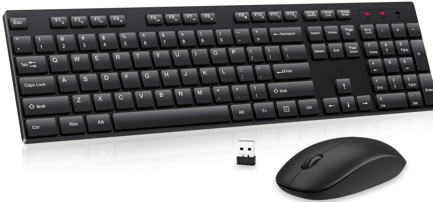 Black Wireless Keyboard And Mouse Combo Set, 3 AAA Battery, USB A Connect