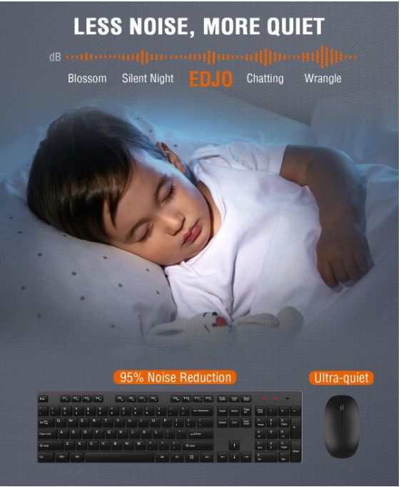 Black Wireless Keyboard And Mouse Combo Set, 3 AAA Battery, USB A Connect