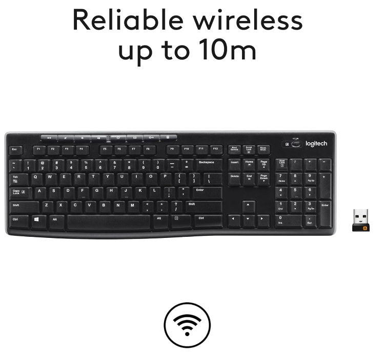 Logitech K270 Wireless Keyboard for Windows 2.4 GHz Full-Size Number Pad PC/MAC