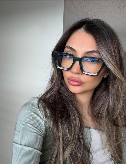 VISOONE Blue Light Blocking Glasses with TR90 Rectangle Frame Green