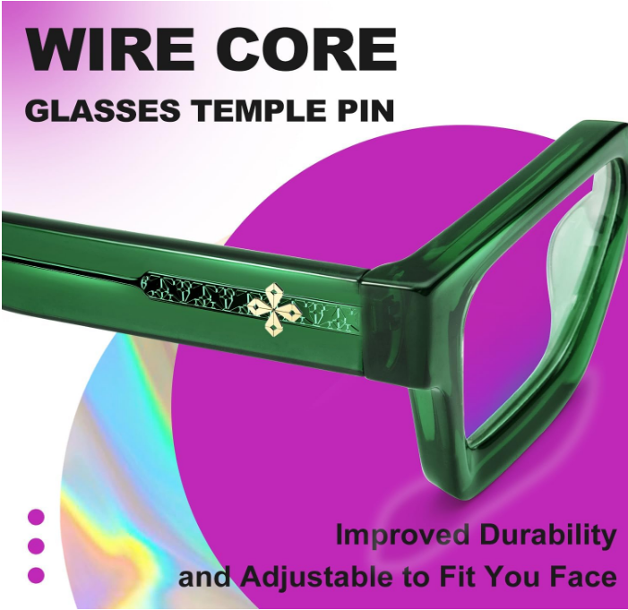 VISOONE Blue Light Blocking Glasses with TR90 Rectangle Frame Green