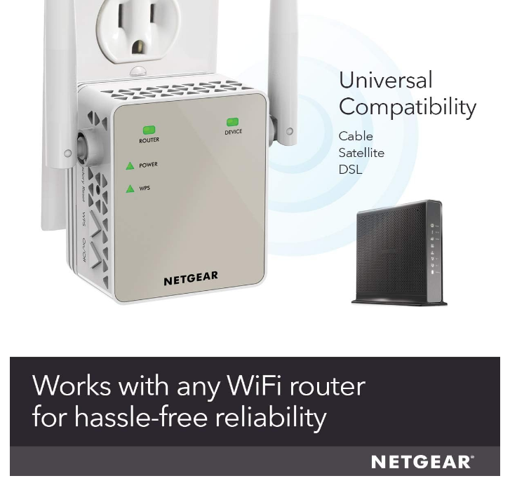Netgear WiFi Range Extender EX6120, Coverage Up To 150p Sqft., AC1200 Dual Band