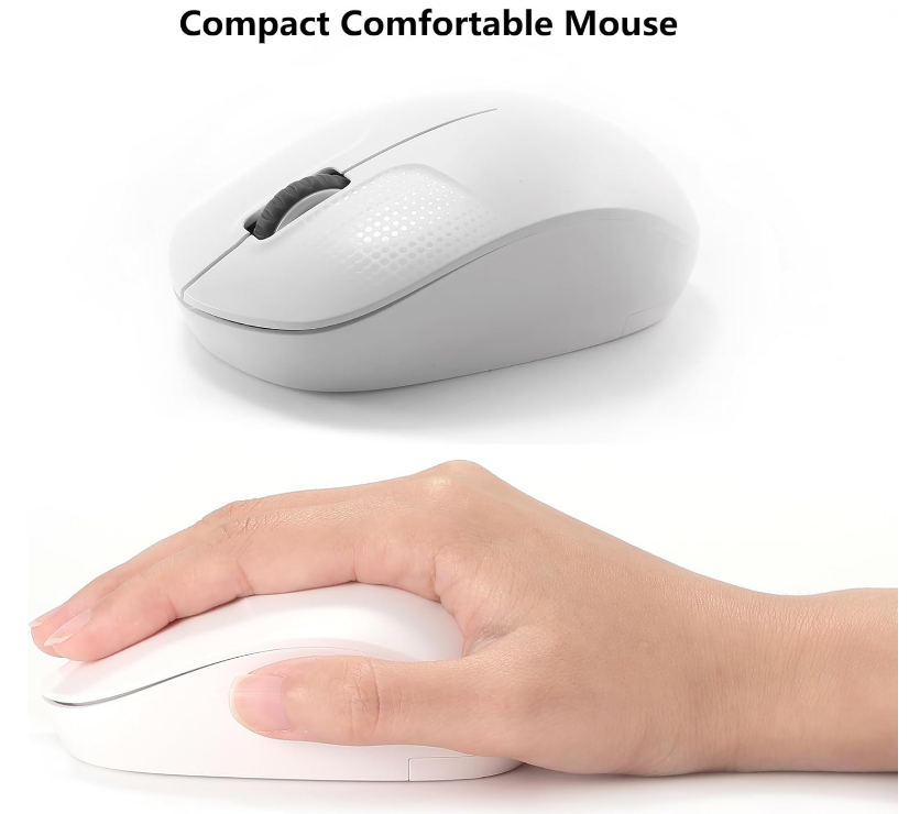 White Wireless Keyboard And Mouse Combo For Windows, 2.4G, Full Sized Keyboard