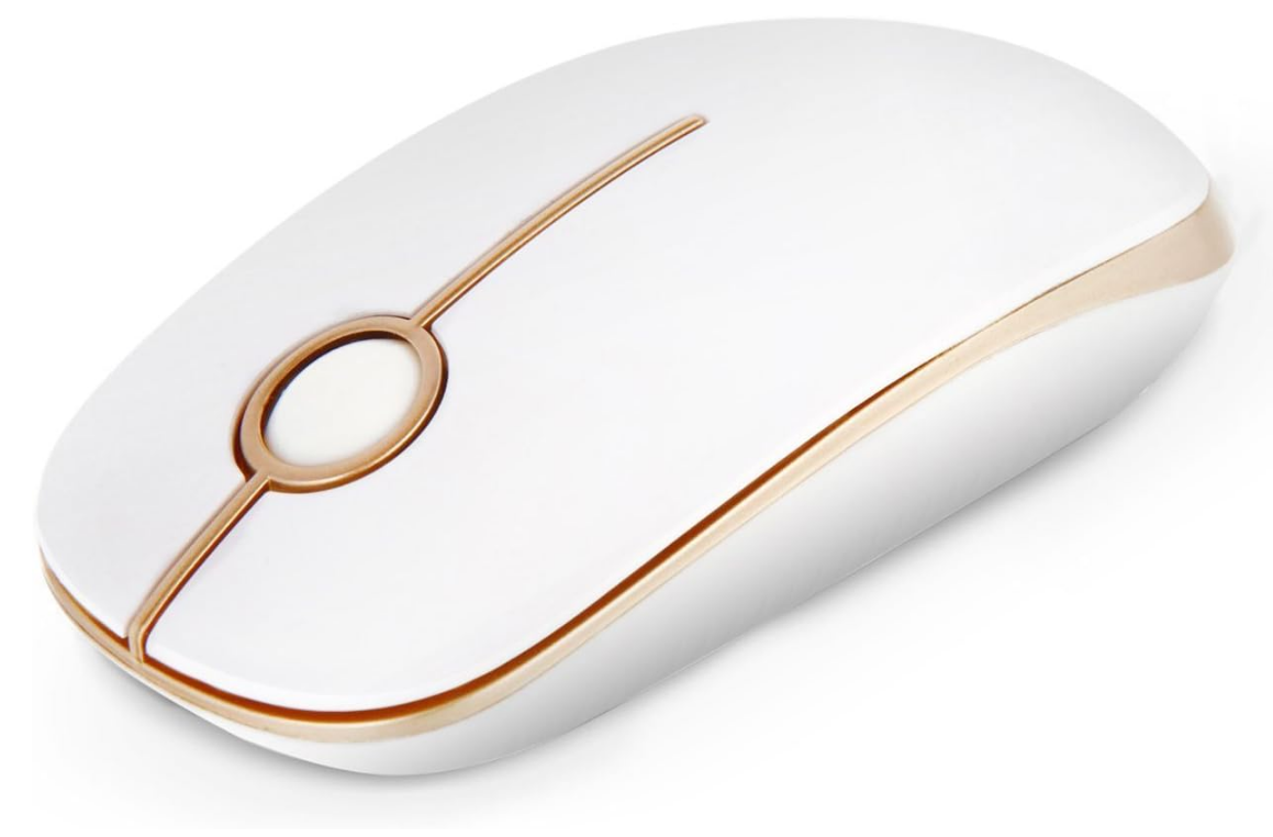 White Gold Wireless Mouse, 2.4G Slim And Portable With Nano Receiver