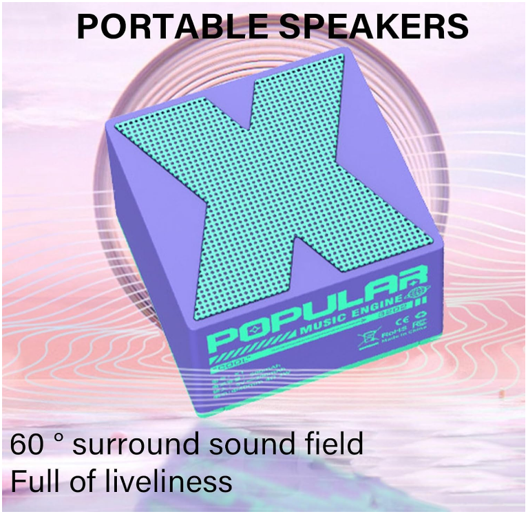 Purple Square Bluetooth Speaker, Extremely Portable For Phones & Laptops