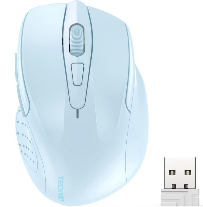 Sky Blue Wireless Mouse, 2.4G, Ergonomic, Optical, 6 Buttons , 24M Battery