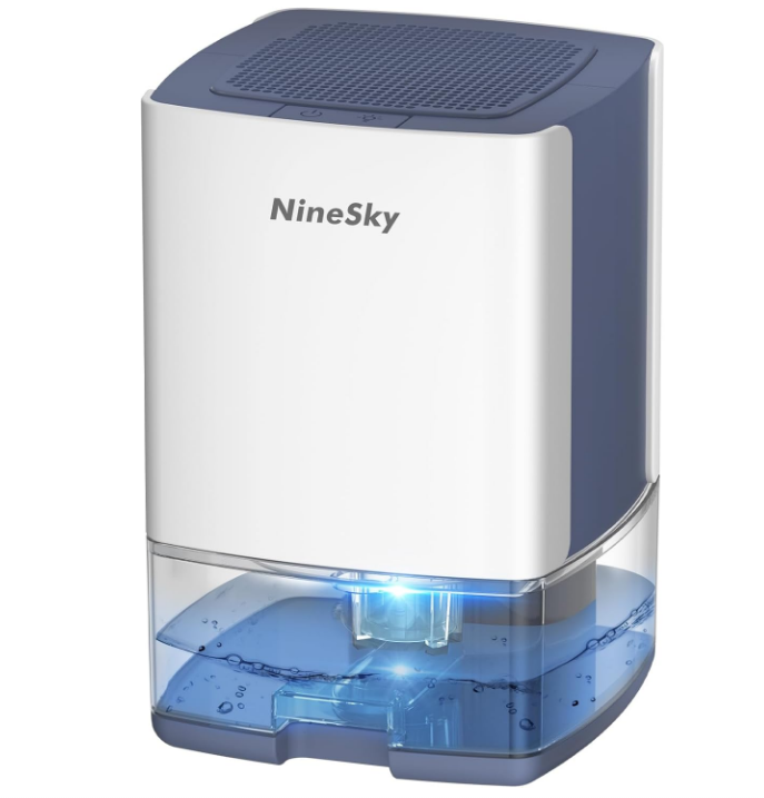 NineSky Small Dehumidifier For 300sqft, 35oz Water Tank 7 Colorful Lights